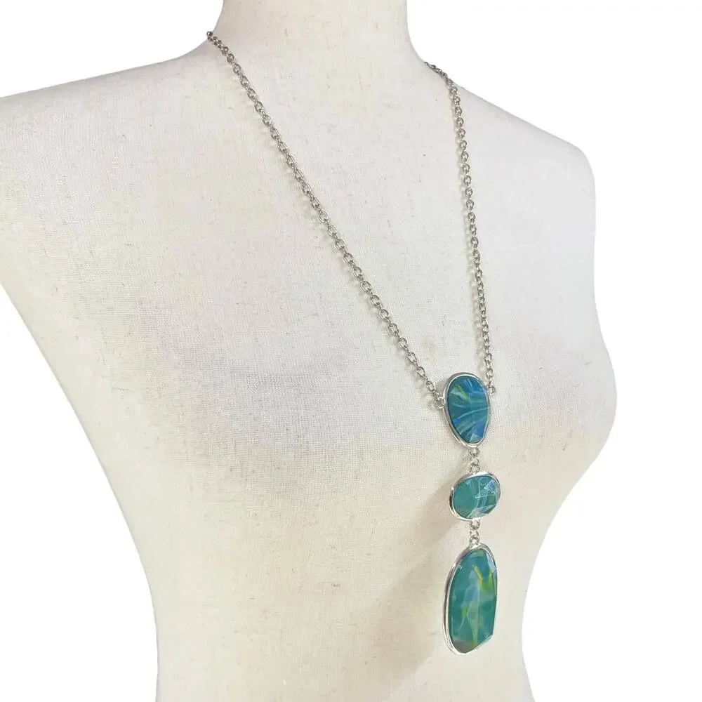 Faceted Stacked Blue/Green Acrylic 